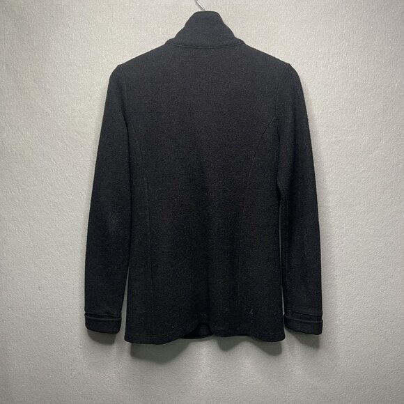 Womens Ibex Wool Jacket Black Size S Made In USA With Button Front & High Collar - Picture 4 of 6